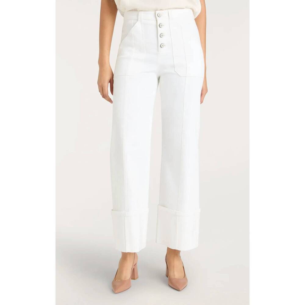 NEW CINQ A SEPT cuffed benji pants in white
